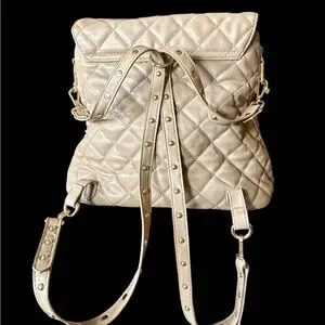 Bebe Quilted Beige Backpack• NWT bebe | Bags | Bebe Quilted Leather Beige Backpack Nwot  main image 3